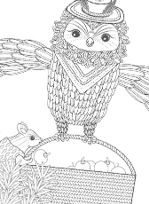 フクロウのぬりえイラスト