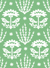 鳥と花の北欧風パターン｜by アニャン