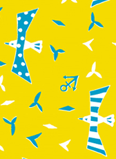 月と少女の柄のイラストパターン｜by アニャン